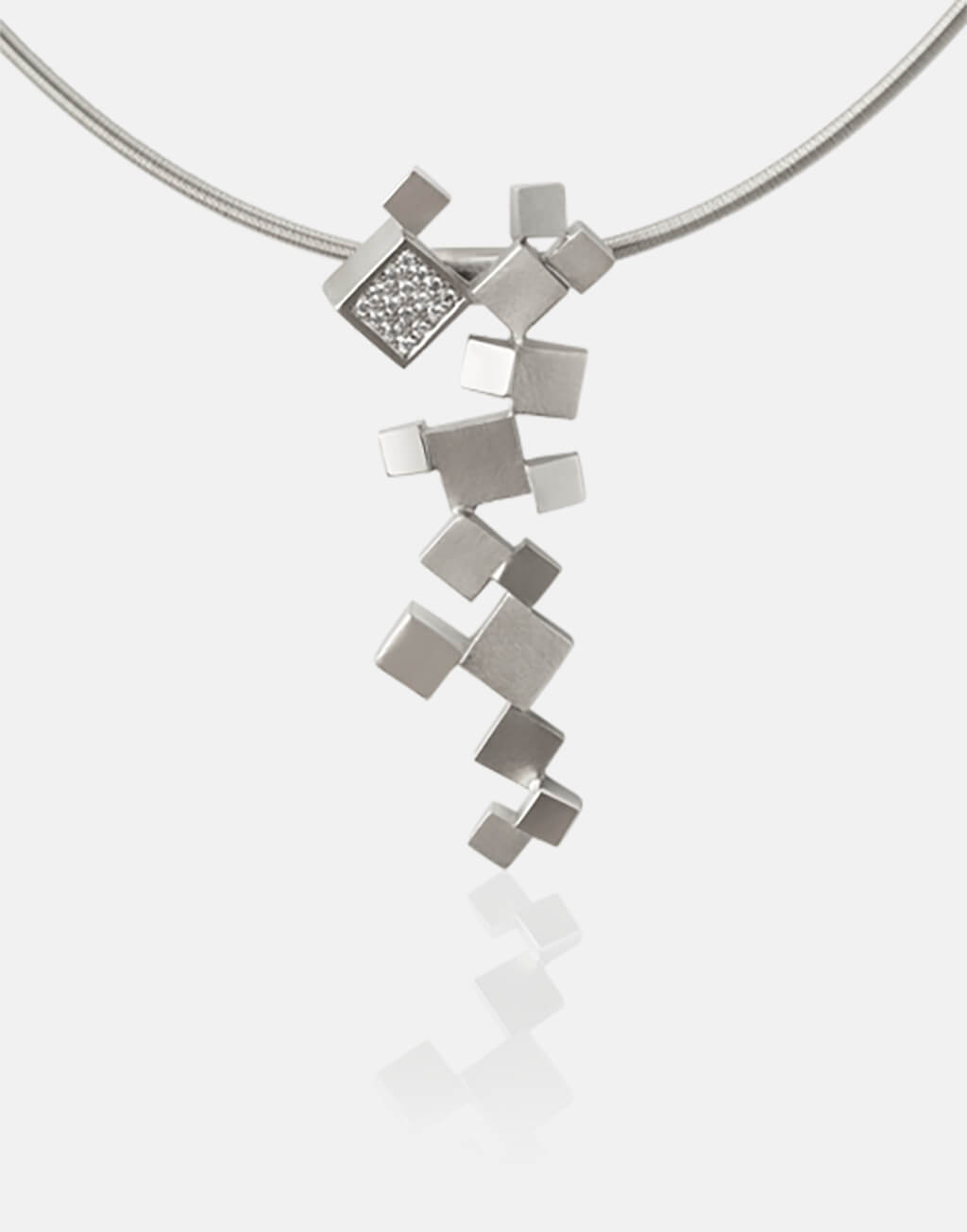 Quadroci | Collier, Kette, Kettenanhänger - 950/- Platin, Diamanten-Brillanten | necklace, pendant - 950/- platinum, diamonds | SYNO-Schmuck.com
