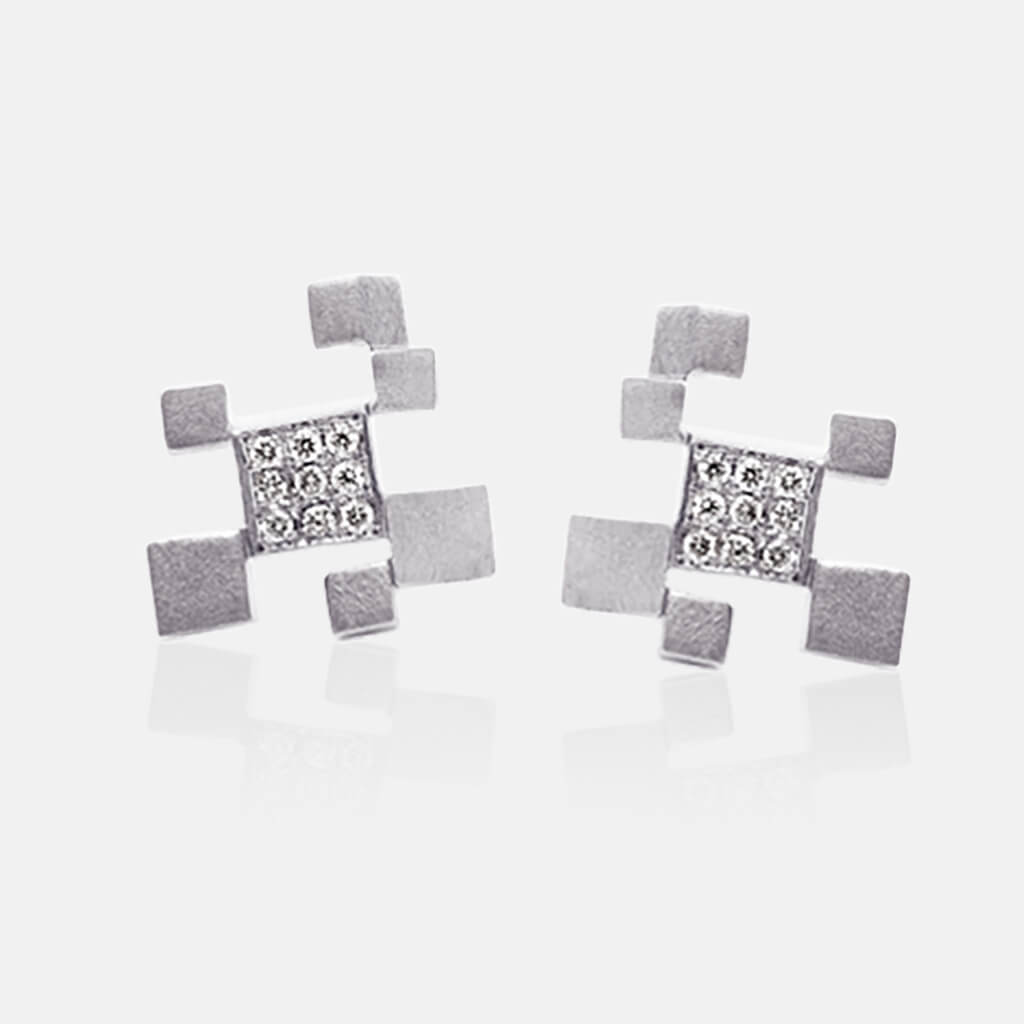 Quadroci | Ohrringe, Ohrstecker - 750 Weissgold, Diamanten-Brillanten | ear-studs, earrings - 18kt white gold, diamonds | SYNO-Schmuck.com