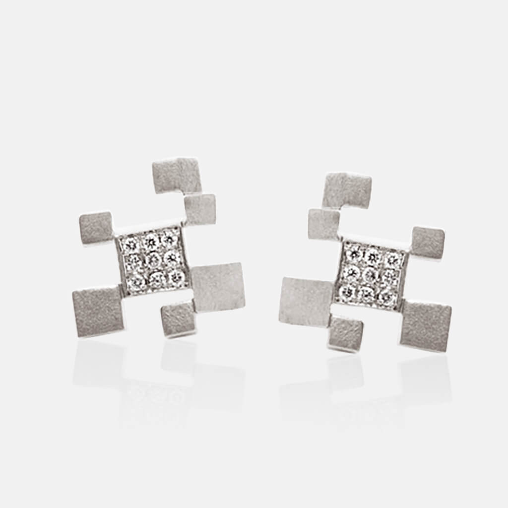 Quadroci | Ohrringe, Ohrstecker - 950 Platin, Diamanten-Brillanten | ear-studs, earrings - platinum, diamonds | SYNO-Schmuck.com