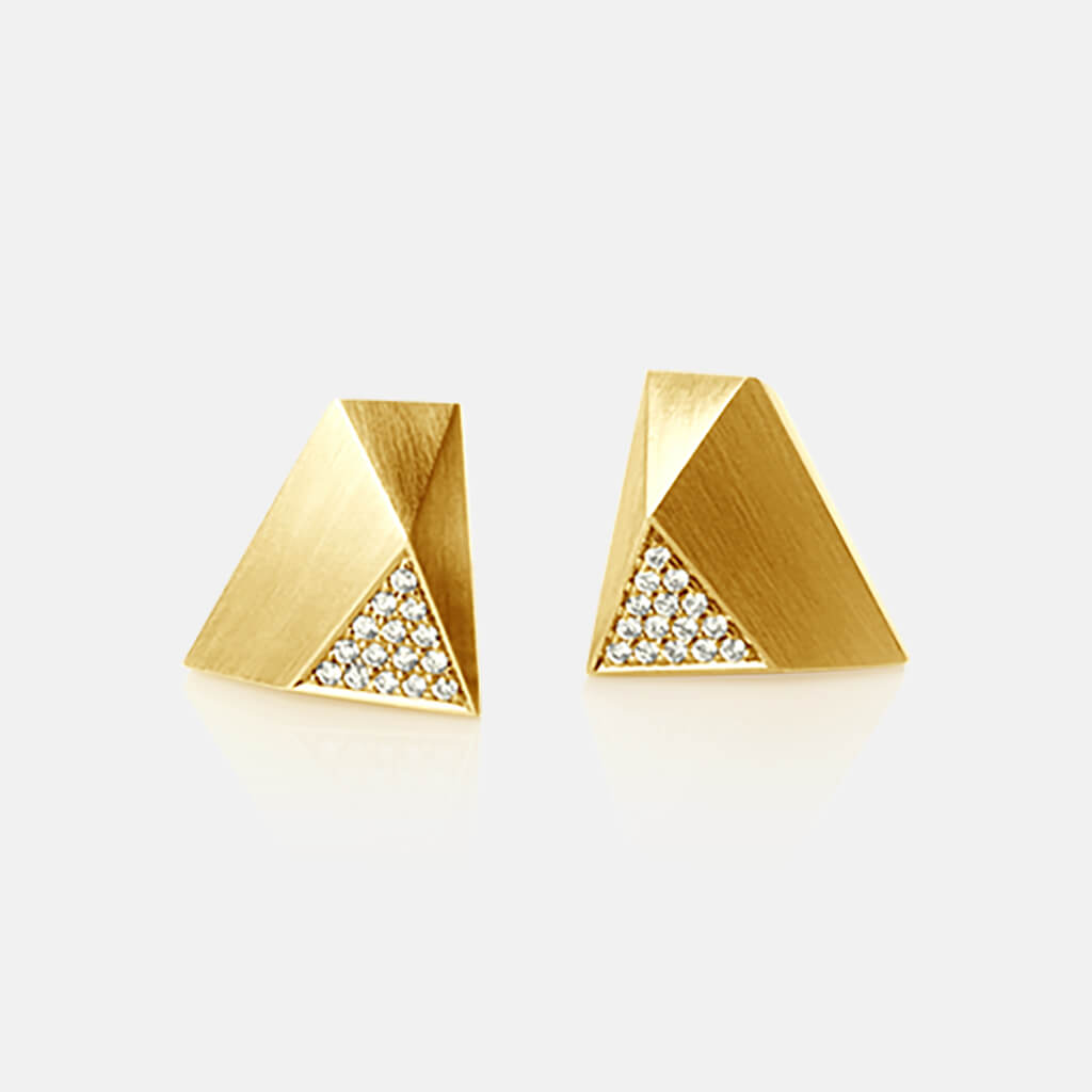 Ufo | Ohrringe, Ohrstecker - 750 Gelbgold, Diamanten-Brillanten | ear-studs, earrings - 18kt yellow gold, diamonds | SYNO-Schmuck.com