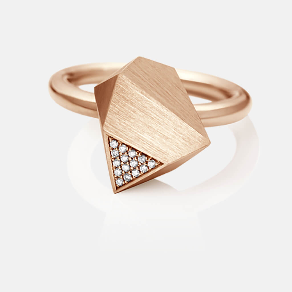 Ufo | Ring - 750 Roségold, Diamanten-Brillanten | ring - 18kt rose gold, diamonds | SYNO-Schmuck.com